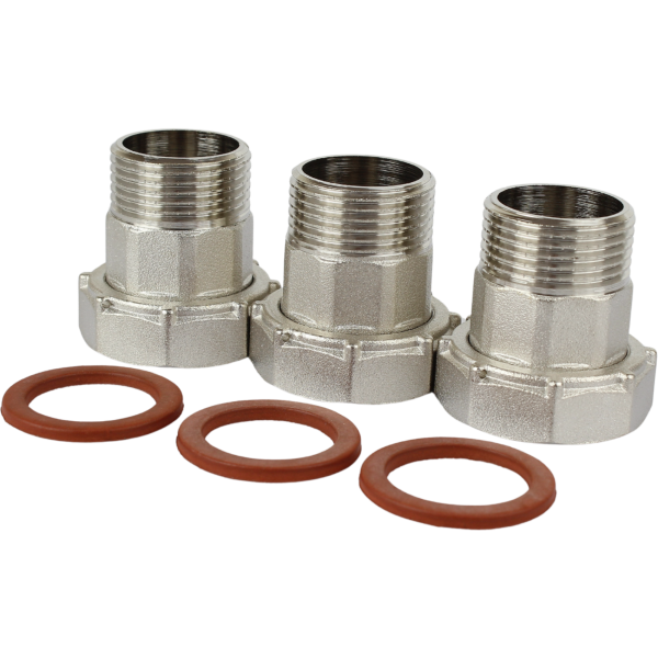 Комплект приєднувальний нікельований для триходового клапану Ду 25